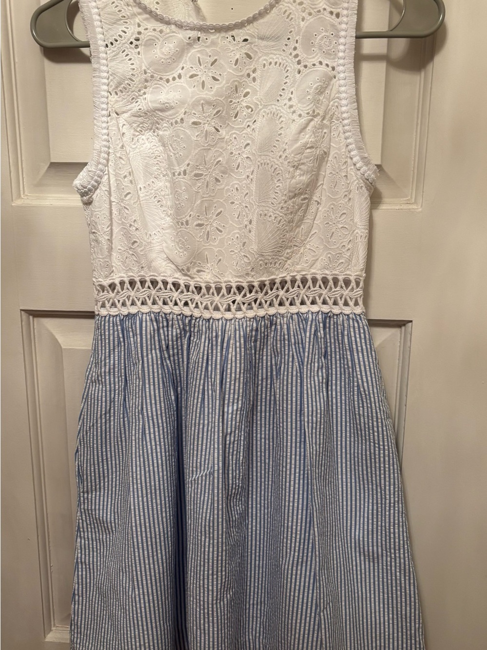Lilly Pulitzer White Eyelet & Blue Stripe Dress - Women’s Size 00
